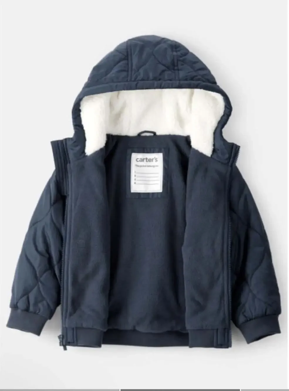 Carter's Toddler Boy 5T Long Sleeve Midweight Quilted Bomber Jacket Navy